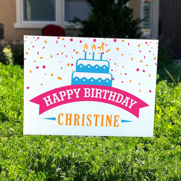Birthday Cake Personalized Birthday Yard Sign - Rich Design Co