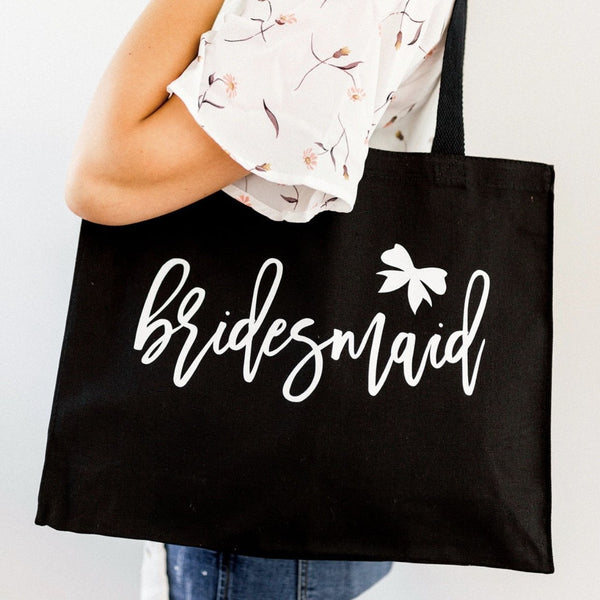 Bridal Party Canvas Totebags with Bow Design - Rich Design Co