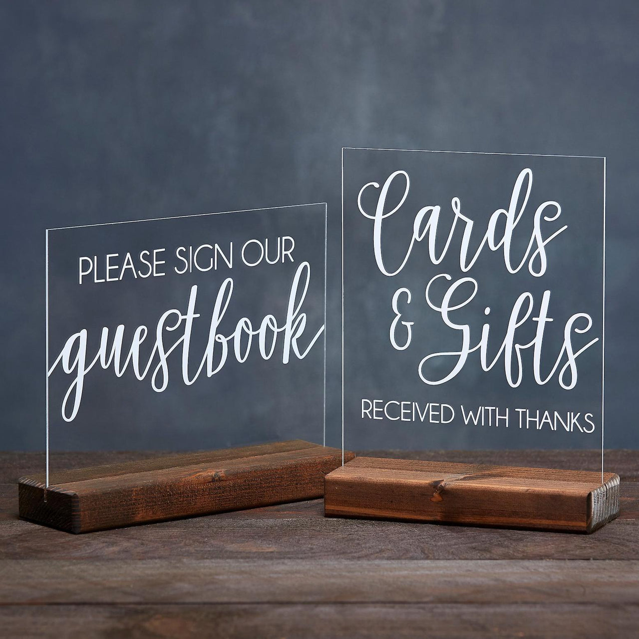 Cards and Gifts Acrylic Sign & Wedding Guestbook Acrylic Sign, Set of 2 - Rich Design Co