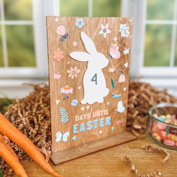 Easter Bunny Countdown Sign with Dry Erase Bunny - Rich Design Co