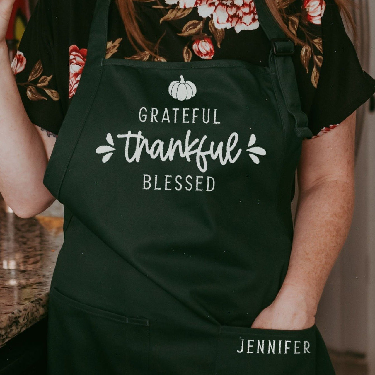 Grateful Thankful Blessed | Personalized Thanksgiving Apron - Rich Design Co