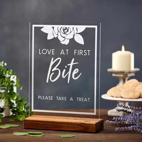 Love at First Bite Floral Acrylic Sign - Rich Design Co