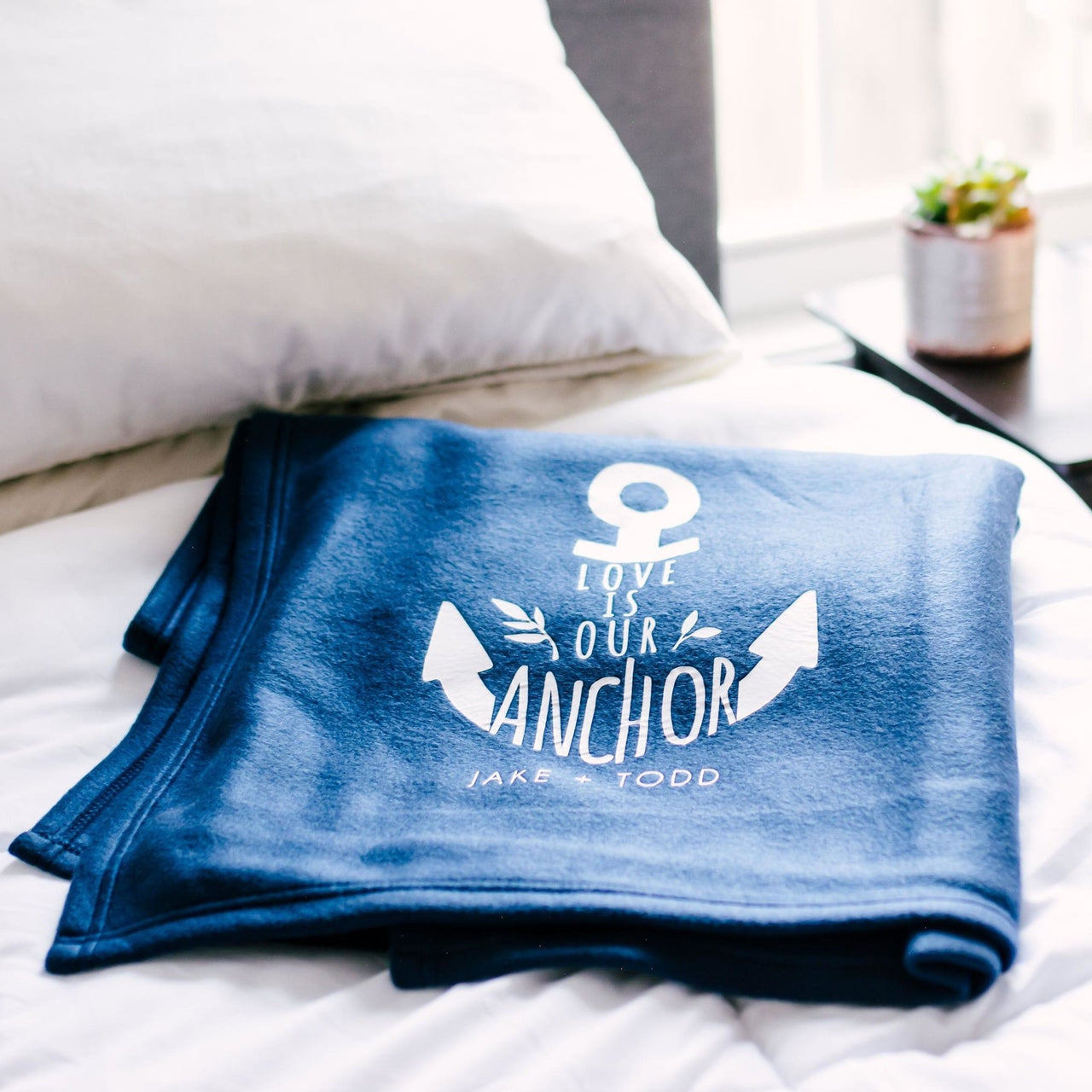 Love is Our Anchor Personalized Nautical Fleece Blanket - Rich Design Co