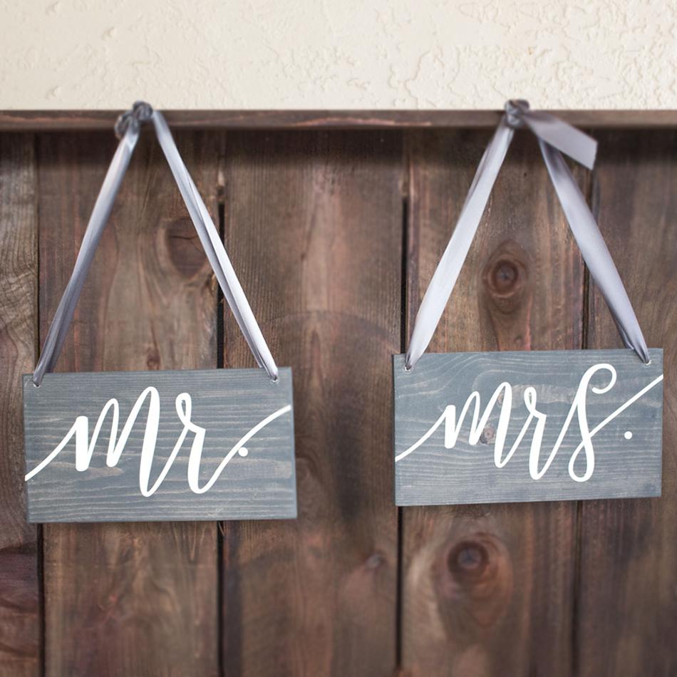 Mr & Mrs Hanging Wooden Chair Signs - Rich Design Co