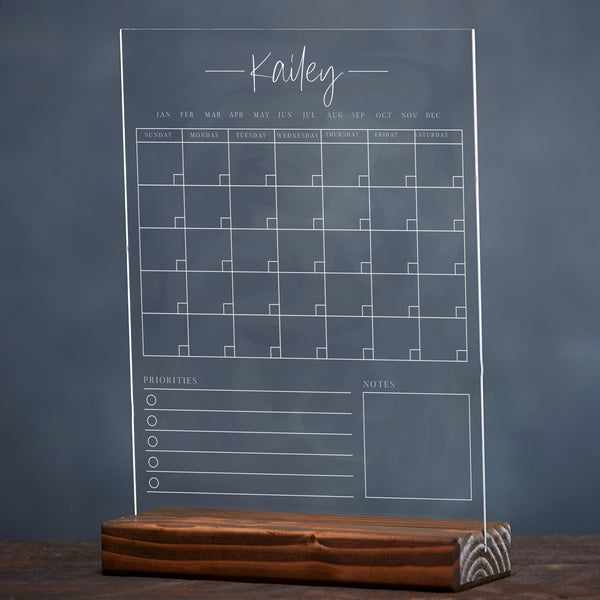 Personalized Monthly Acrylic Desktop Calendar & Planner - Rich Design Co