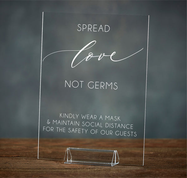 Spread Love, Not Germs | Acrylic Wedding Sign - Rich Design Co