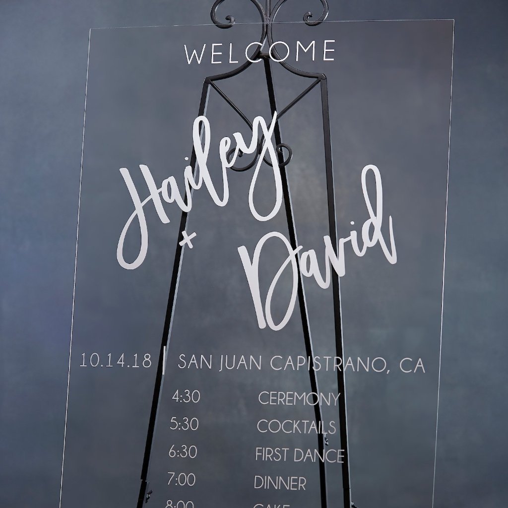 Welcome & Wedding Timeline Modern Acrylic Wedding Sign - Rich Design Co